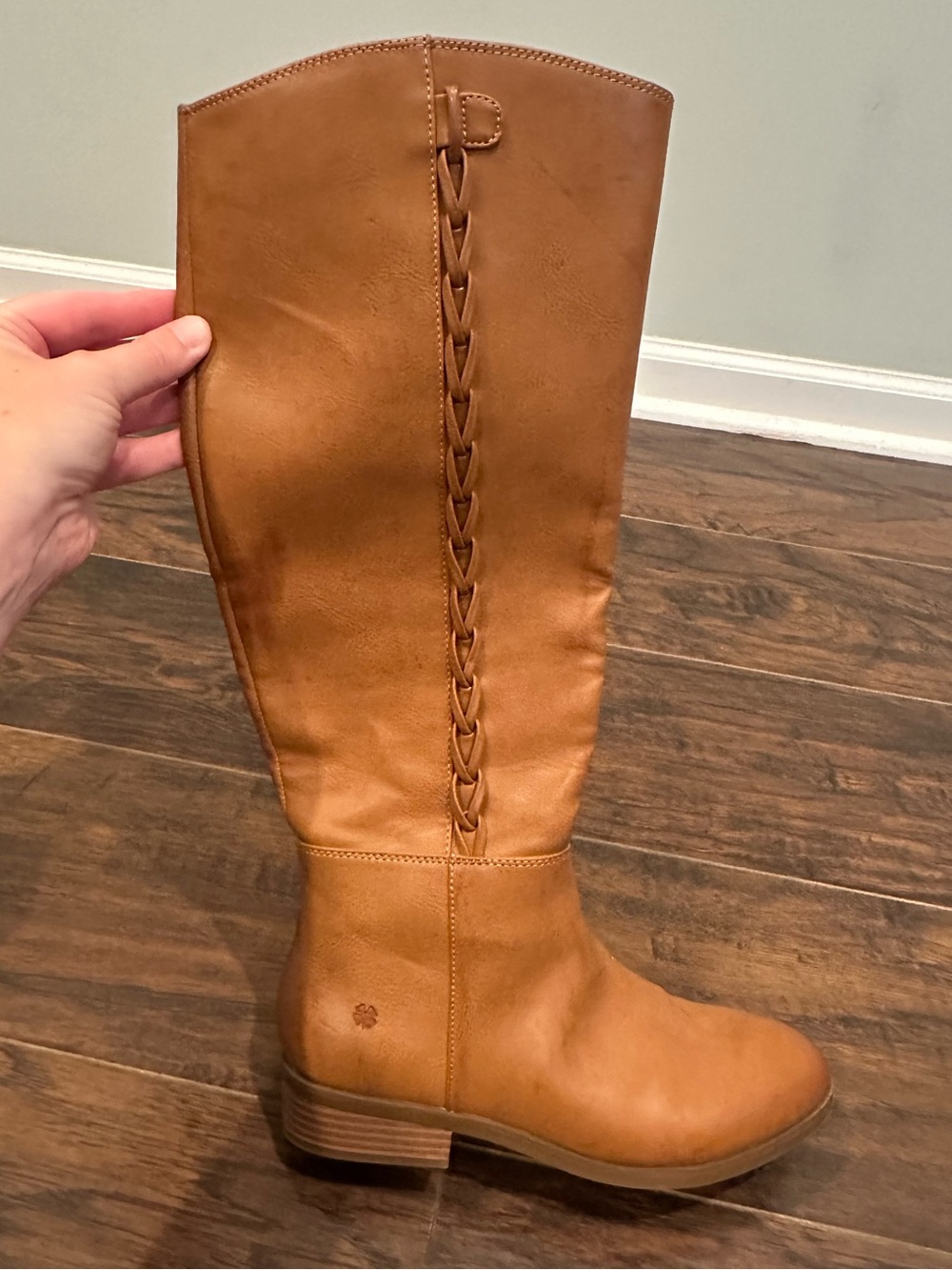 Boho brown leather knee high boots
